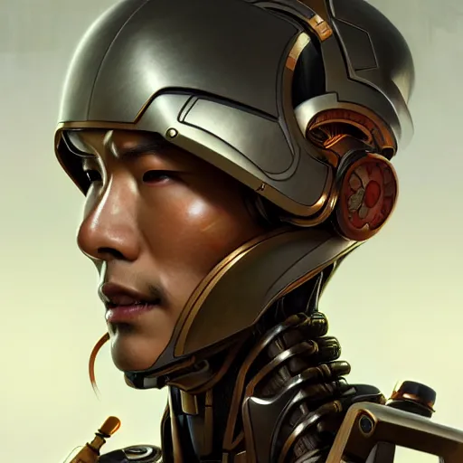 Image similar to ultra realistic illustration, a japanese male cyborg soldier, intricate, elegant, highly detailed, digital painting, artstation, concept art, smooth, sharp focus, illustration, art by artgerm and greg rutkowski and alphonse mucha