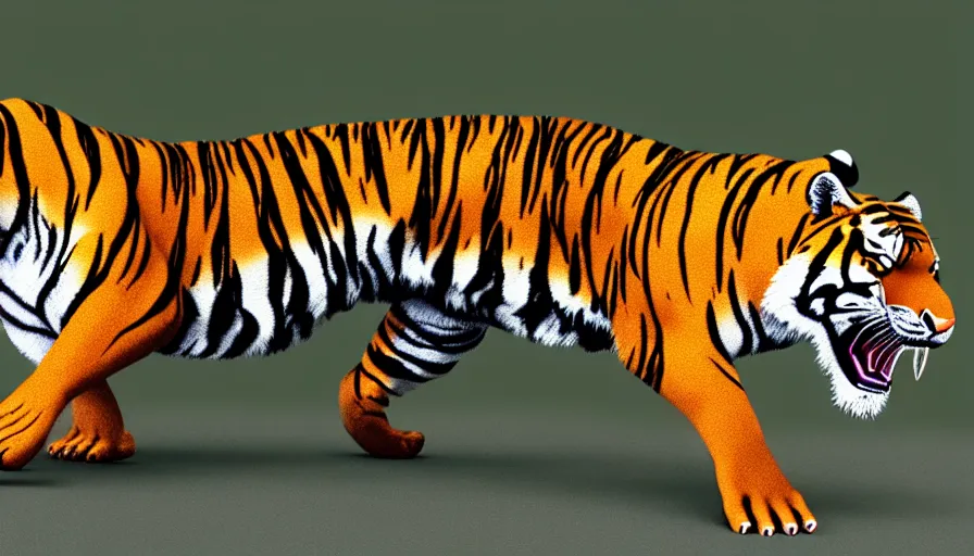 Image similar to tiger and t rex hybrid, realistic cgi render