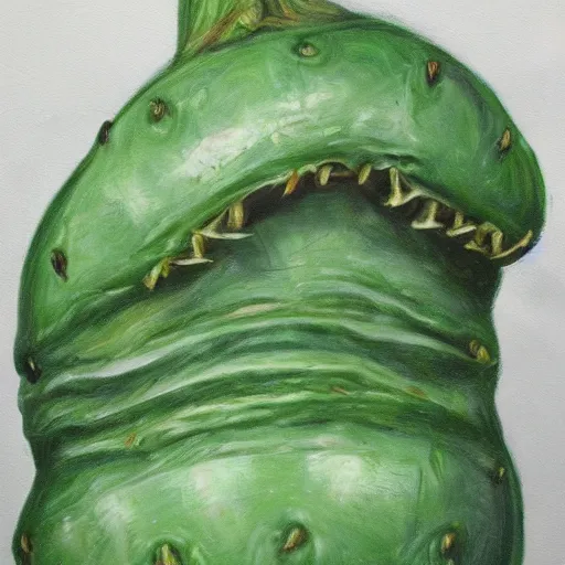 Image similar to angry pickle. hyperdetailed photorealism