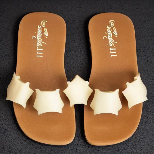Image similar to high quality photo of sandals made of swiss cheese, realism, 8k, award winning photo