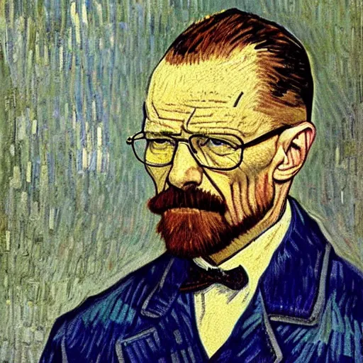 Prompt: painting of Walter white by Vincent Van Gogh. Realistic, hyperdetailed