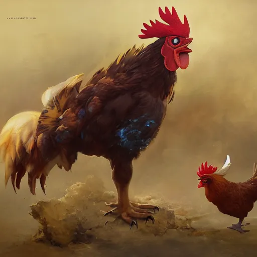 Prompt: expressive oil painting of ( ( ( rooster ) ) ) pikachu chimera, by jean - baptiste monge, octane render by yoshitaka amano, by greg rutkowski, by jeremyg lipkinng, by artgerm