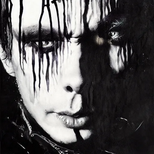 Image similar to stunning portrait of gaunt sid vicious a ( the cure fan ) as dream from sandman, dim stars as eyes, by jeremy mann, by cedric peyravernay, by by russ mills, by richard avedon and ben templesmith, dramatic lightning, sadness, dark eye sockets, in the shadows, punk rock, gothic, high detailed, 8 k