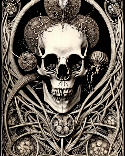 Image similar to art forms of nature by ernst haeckel, memento mori by arthur rackham, ornate antique porcelain beautiful skull mask, ultrasharp, photorealistic, hyperdetailed, octane render, polished, art nouveau, neo - gothic, gothic, intricate ornamental organic filigree, art nouveau botanicals, art forms of nature by ernst haeckel, horizontal symmetry, symbolist, visionary