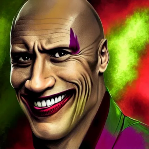 Prompt: Dwayne Johnson as the joker Marvel 4K detail