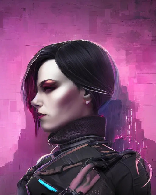 Image similar to a glitch art character portrait of female rogue a. i. trending on artstation deviantart pinterest hyper detailed photorealistic highlights and shadow hd 8 k post - processing high resolution