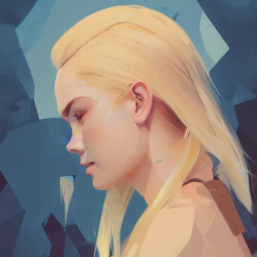 Image similar to Beautiful girl with blond hair profile picture by Greg Rutkowski, asymmetrical, Organic Painting , Matte Painting, geometric shapes, hard edges, street art, trending on the artstation:2 by Sachin Teng:4