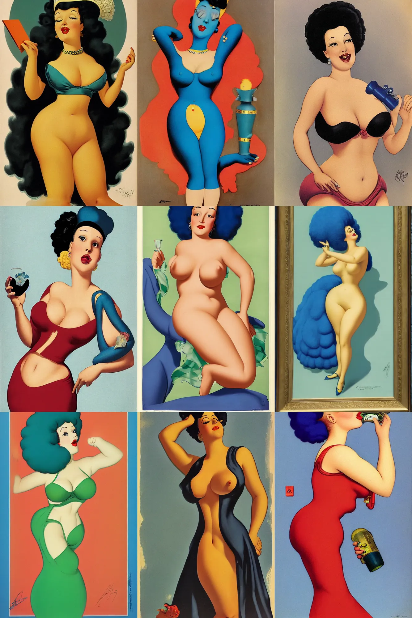 Prompt: curvaceous marge simpson portrait by alberto vargas and gil elvgren