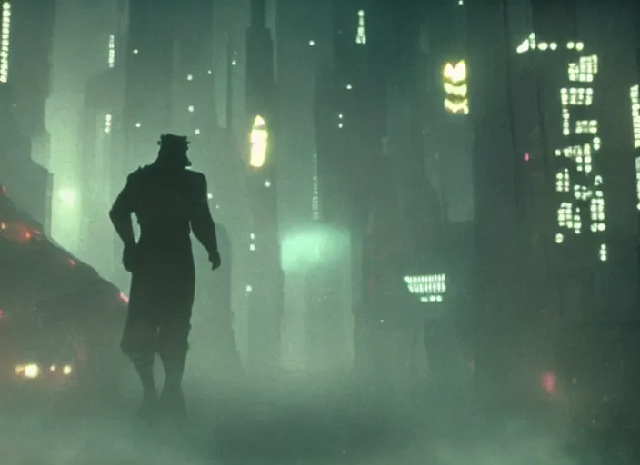 Image similar to film still shrek in blade runner, 8 k