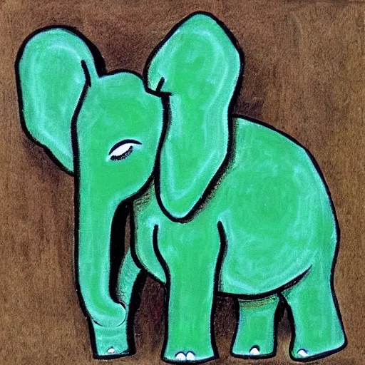 Image similar to green elephant in the style of popular nft arts