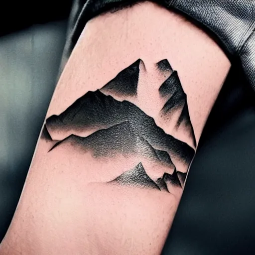 Prompt: megan fox beautiful mountains double exposure effect, medium sized tattoo sketch, amazing detail