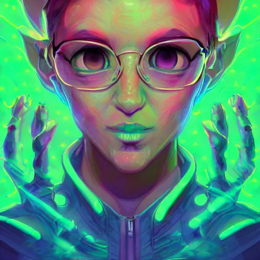 Image similar to skill magic geek inside matrix deepdream radiating a glowing aura stuff loot legends stylized digital illustration video game icon artstation lois van baarle, ilya kuvshinov, rossdraws,