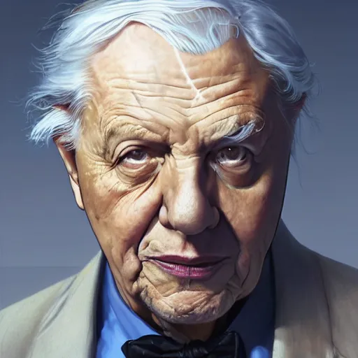 Image similar to portrait of David Attenborough as Hector Salamanca, elegant, intricate, headshot, highly detailed, digital painting, artstation, concept art, sharp focus, illustration, art by artgerm and greg rutkowski and alphonse mucha