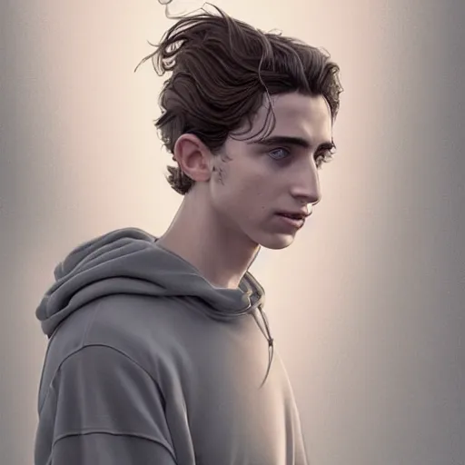 Prompt: character design, timothee chalamet believing in nothing and launching into the stratosphere with jennifer lawrence or whatever, in the style of killian eng kawase hasui james jean, artstation trending, 8 k, photorealistic, volumetric lighting caustics, black and white, detailed af