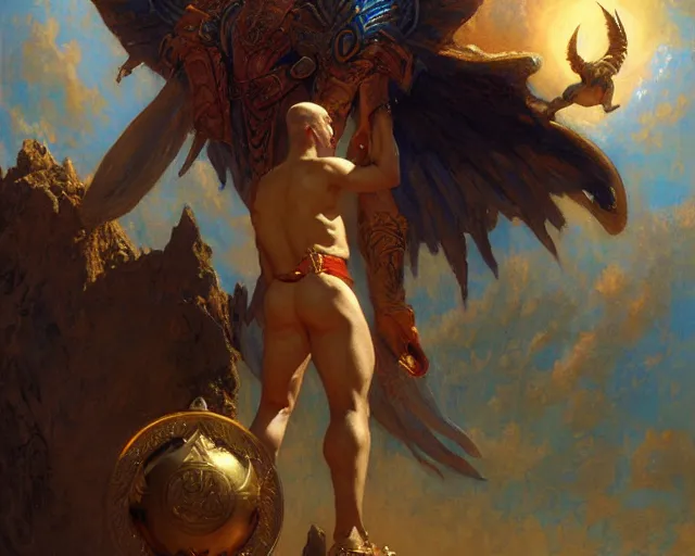 Image similar to attractive pagan male deity, summons handsome lucifer morning star. highly detailed painting by gaston bussiere, craig mullins, j. c. leyendecker 8 k