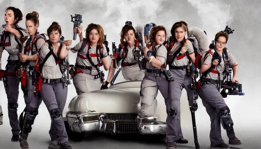 Image similar to big budget remake of ghost busters with all female cast that isn't funny.