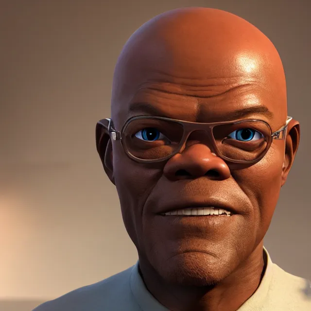 Prompt: samuel l. jackson as a pixar disney character from up 2 0 0 9 unreal engine octane render 3 d render photorealistic, best modeling