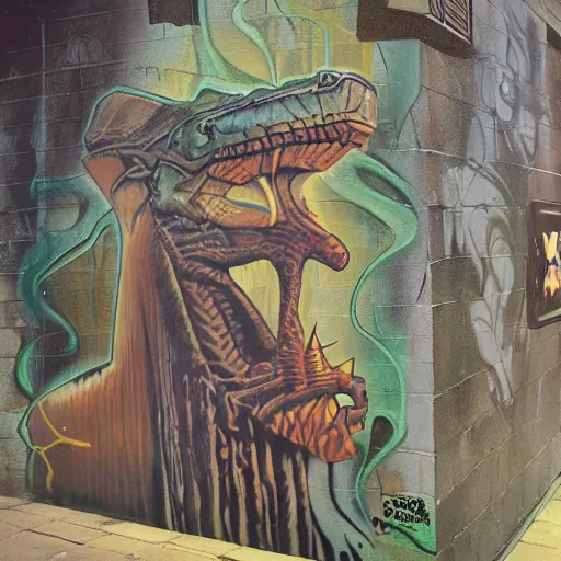 Prompt: david langford's basilisk, graffiti