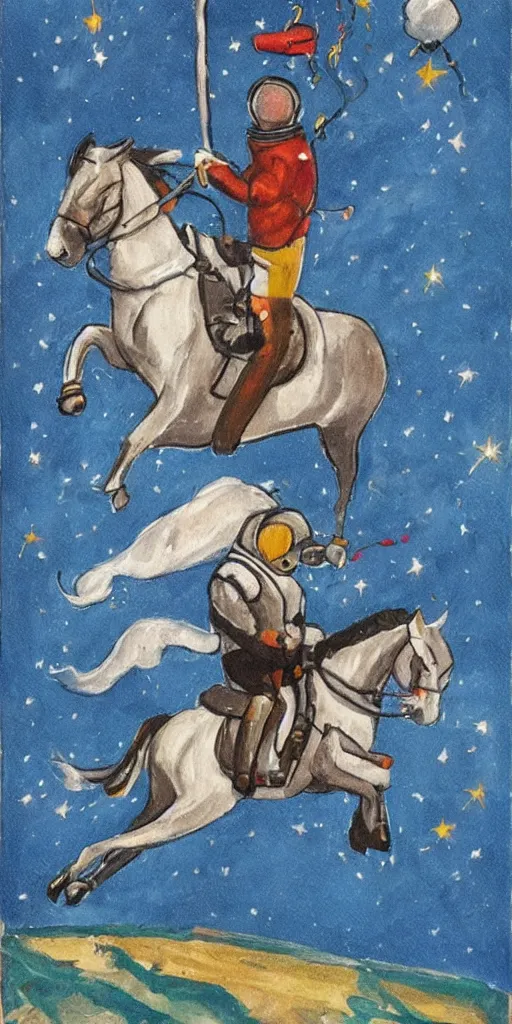 Image similar to astronaut riding horse, upside down