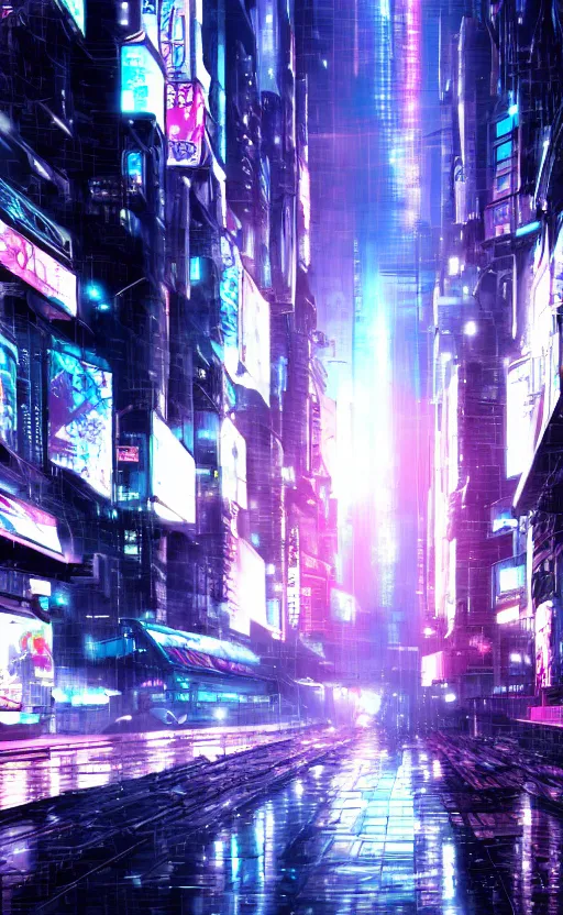 prompthunt: anime, cyberpunk, wallpaper, futuristic city, rain