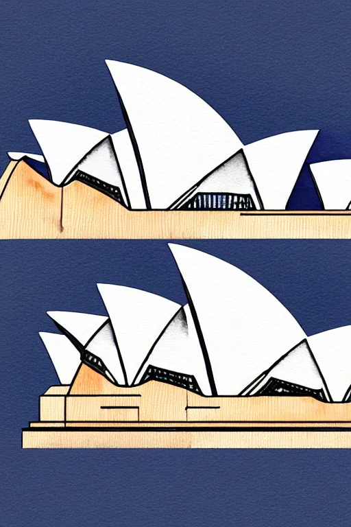 Image similar to minimalist watercolor art of sydney opera, illustration, vector art