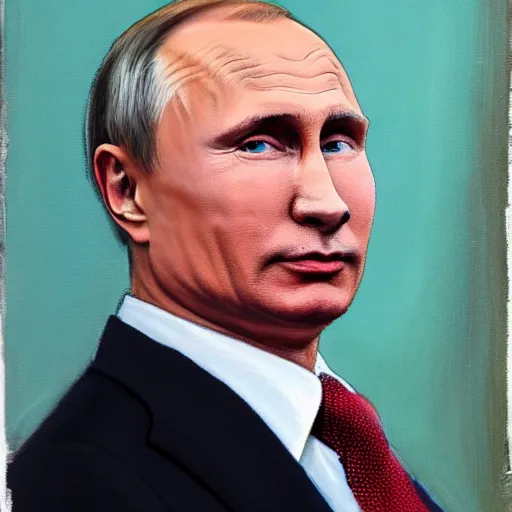 Image similar to american presidential portrait painting of vladimir putin