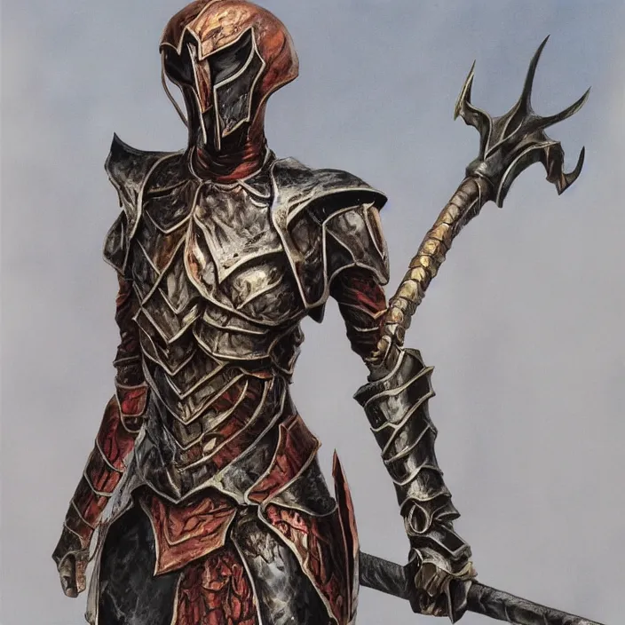 Image similar to Bonemold armor from morrowind painted by Alex Ross