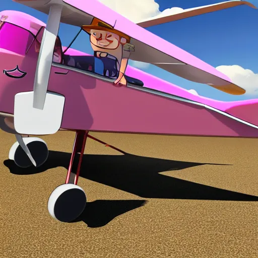 Prompt: Rose Quartz flying with a handsome brunette pilot, cessna glider plane, 3d, Steven Universe style,