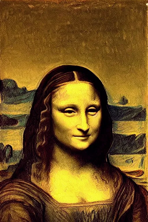 Prompt: “Mona Lisa in the style of Edvard Munch The scream”