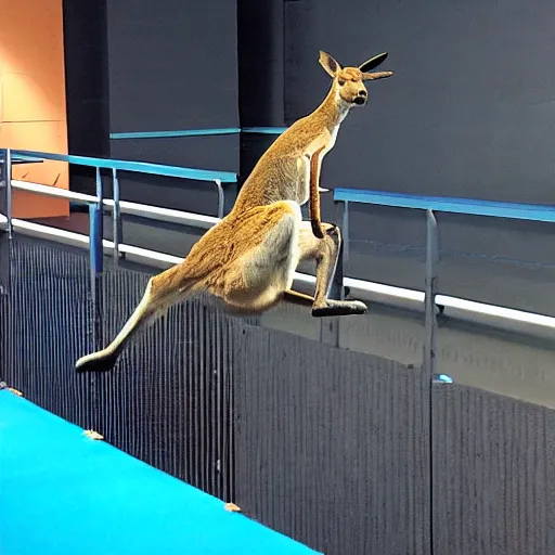 Prompt: kangaroo doing parkour at imax