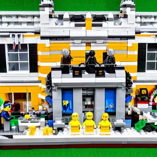 Prompt: Mar-A-Lago FBI raid Lego set