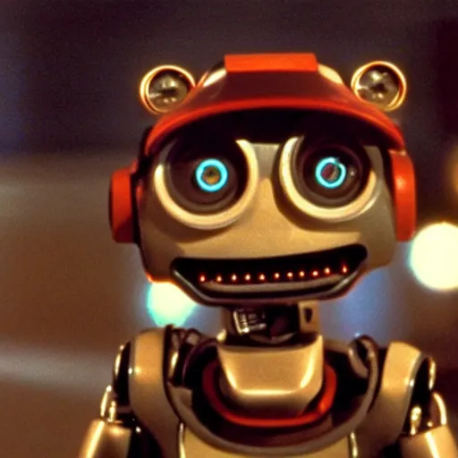 Image similar to robot Johnny 5 in Short Circuit 1986, cinematic still by Nick McLean