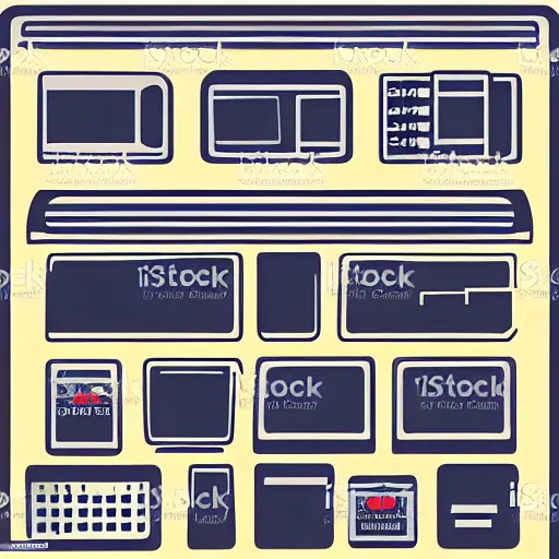 Image similar to cash register in front of a wall of electrical supplies and and food vector art