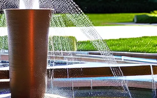 Image similar to bronze dna helix fountain, water spraying, birds in water