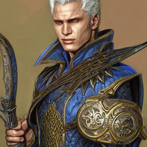 Prompt: Vergil as a fantasy D&D character, portrait art by Donato Giancola and James Gurney, digital art, trending on artstation