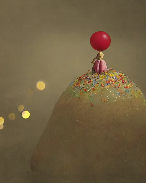 Prompt: photo of a childrens birthday cake designed by beksinski, bokeh