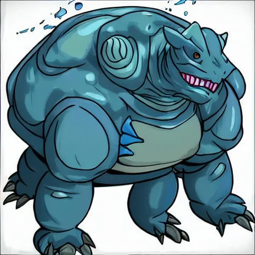 Prompt: a mixture between gengar and blastoise, ghost turtle pokemon hybrid, water and darkness