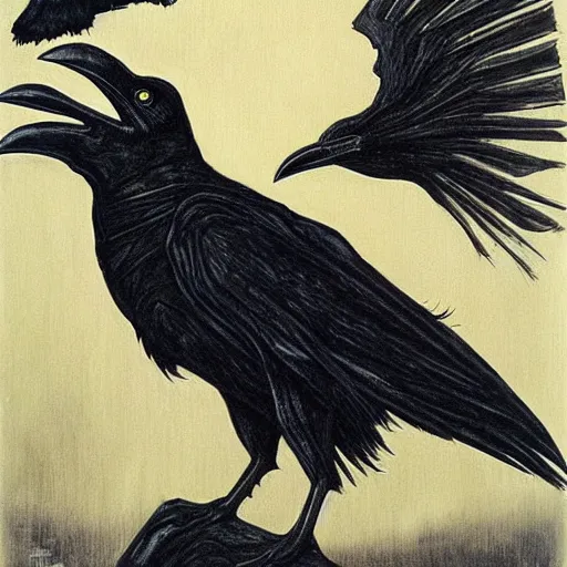 Prompt: raven by hr giger