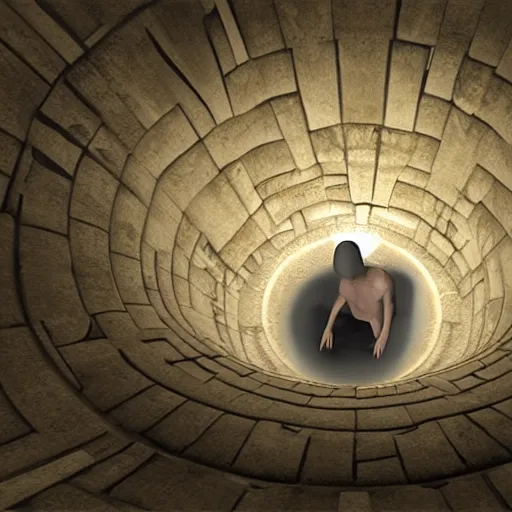 Prompt: 4d rendition of viewing down the well of eternity