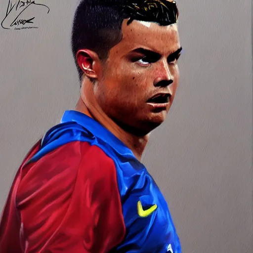 Image similar to a very detailed painting of ronaldo luis nazario de lima, by yasar vurdem by johannes wessmark, trending on artstation