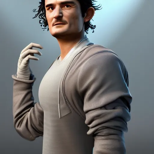 Image similar to hyperrealistic glamour shot of orlando bloom as the lead character in pixar's movie up, stunning 3 d render inspired by istvan sandorfi & xiang duan, perfect symmetry, dim volumetric cinematic lighting, 8 k octane comprehensive render, extremely mega hyper - detailed and lifelike attributes & atmosphere, intricate, realistic flesh texture, masterpiece, artstation, stunning,