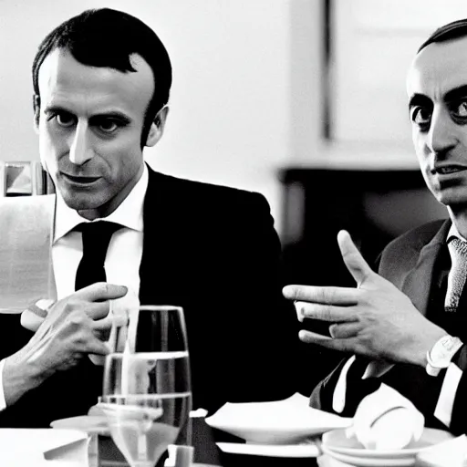 Image similar to Macron and Zemmour in American Psycho (1999)