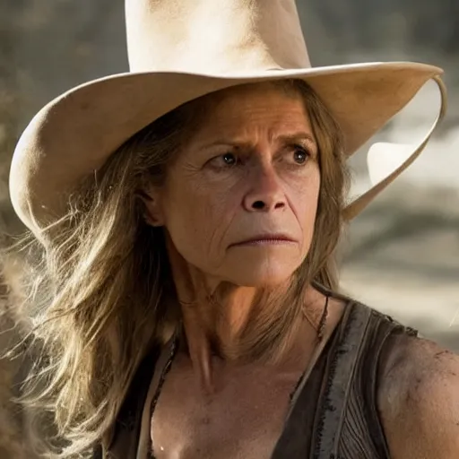 Image similar to linda hamilton as dolores in season 3 of westworld