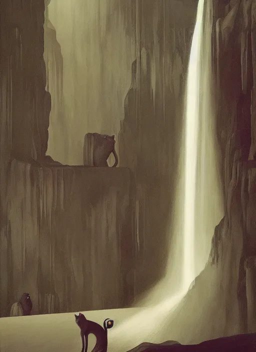 Prompt: a waterfall of nun-cats Edward Hopper and James Gilleard, Zdzislaw Beksinski, Mark Ryden, Wolfgang Lettl highly detailed