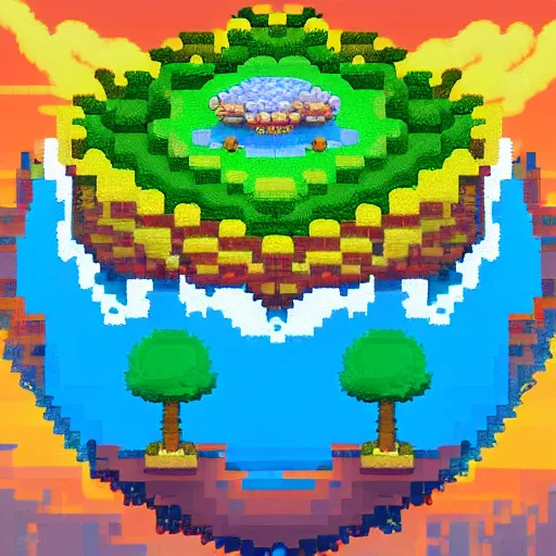 Image similar to a pixel mushroom island, trending on artstation