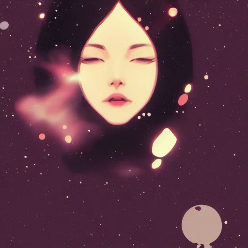 Prompt: a woman floating in space by kuvshinov katsuhiro, digital art, smooth lines