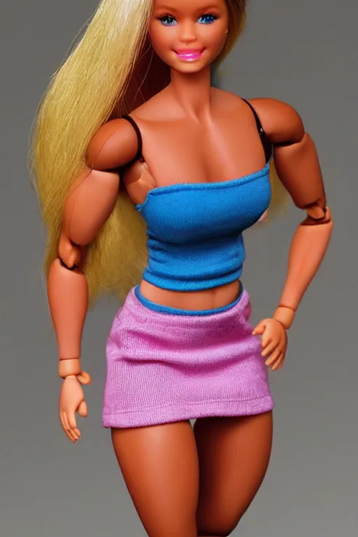 Prompt: muscular barbie doll, photorealistic, highly detailed,