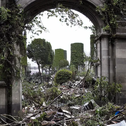 Image similar to photo of an overgrown paris in ruins