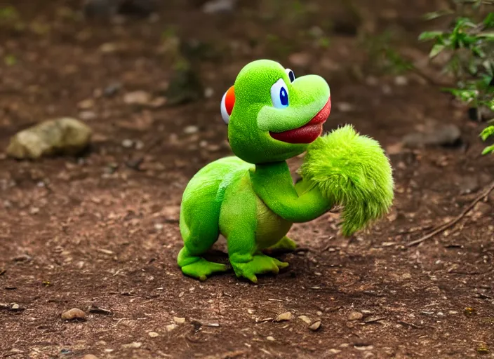 Image similar to national geographic wildlife photo of real life yoshi yoshi in real life in the wild, 8 k, 8 5 mm f 5. 6