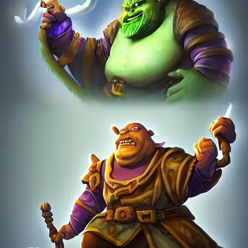 Image similar to a small ogre wizard, hearthstone, concept illustartion, character art,